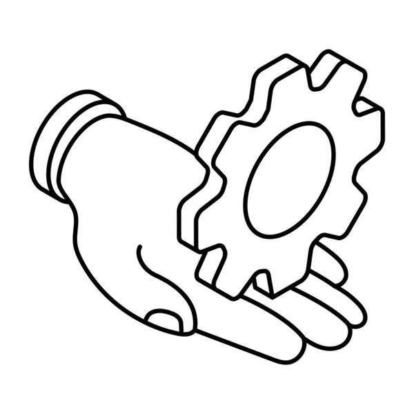 Gear Hand Icon Support — Stok Vektör