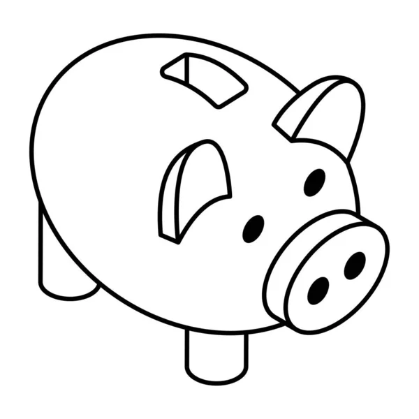 Пенни Показывает Значок Сбережений Копилке Свиньи — стоковый вектор