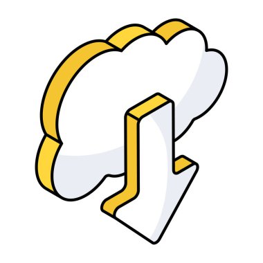 Conceptual flat design icon of cloud download