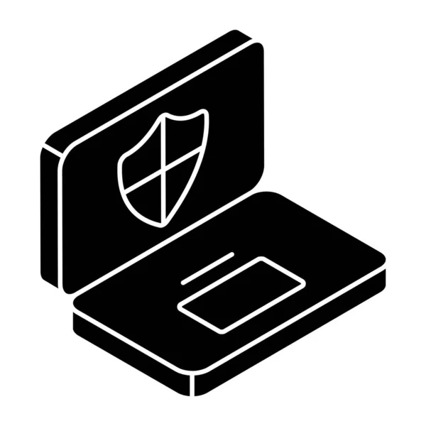 Laptop Shield Showcasing System Security Icon — Stockvektor