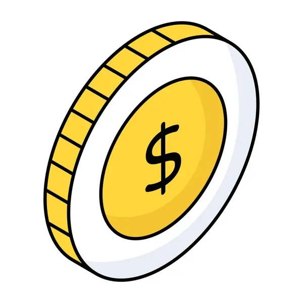 Une Icône Conception Modifiable Pièce Monnaie Dollar — Image vectorielle