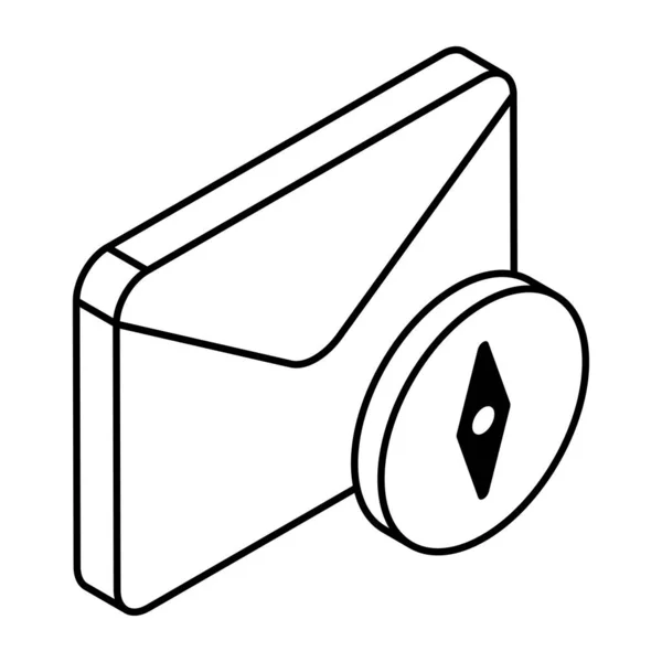 Лінійна Піктограма Дизайну Поштового Компаса — стоковий вектор