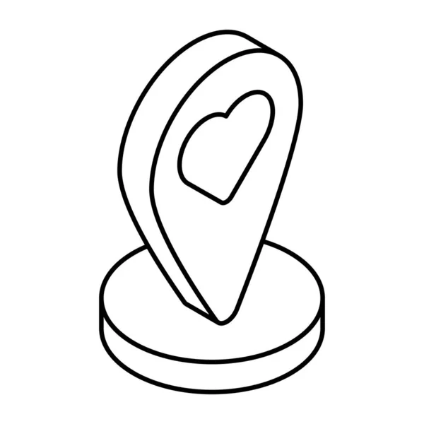 Srdce Uvnitř Zástupného Znaku Ikona Oblíbeného Umístění — Stockový vektor