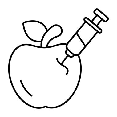 Editable design icon of injecting apple 