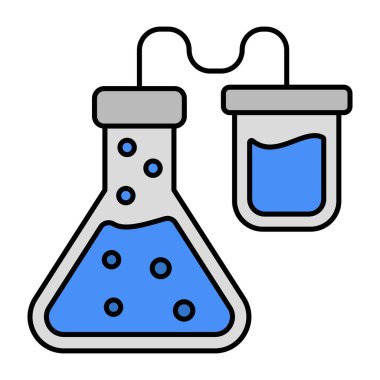Kimyasal şişenin deney konseptini gösteren düzenlenebilir tasarım simgesi. 