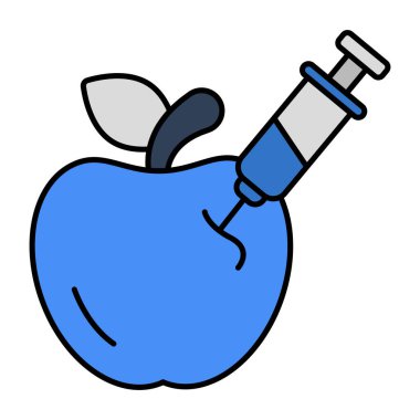 Editable design icon of injecting apple 