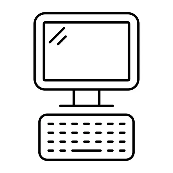 Icono Diseño Lineal Computadora — Vector de stock