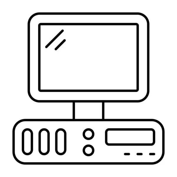 Icono Diseño Lineal Computadora — Vector de stock
