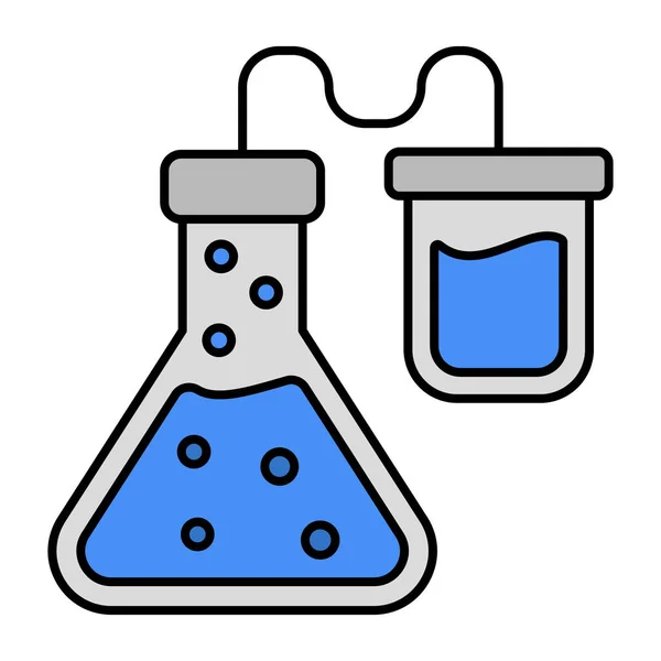 Upravitelná Designová Ikona Chemické Baňky Kapátkem Ukazujícím Koncept Experimentu — Stockový vektor