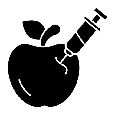 Editable design icon of injecting apple 