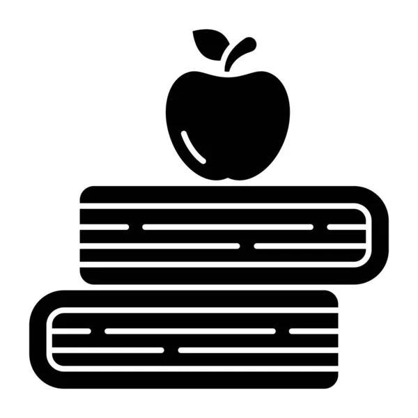 Fruta Manzana Con Libros Cerrados Icono Educación Saludable — Vector de stock