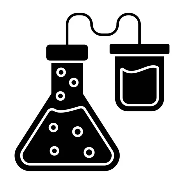 Редактируемый Дизайн Иконки Химической Колбы Капельницей Показывающей Концепцию Эксперимента — стоковый вектор