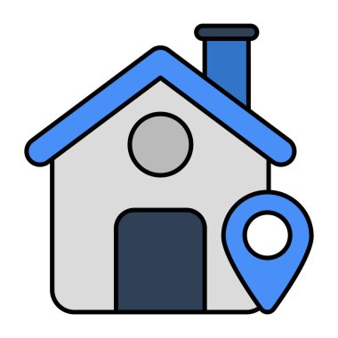 House with pointer, icon of home location 