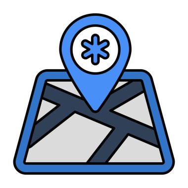 Tıbbi konumun düz tasarım simgesi 