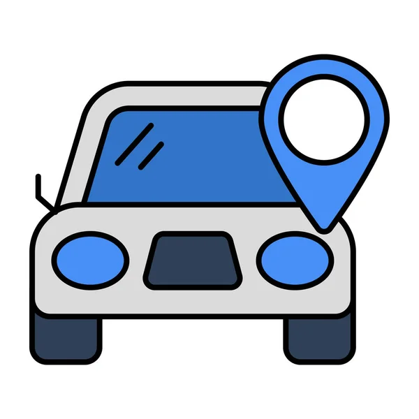 Иконка Плоским Дизайном Местоположения Автомобиля — стоковый вектор