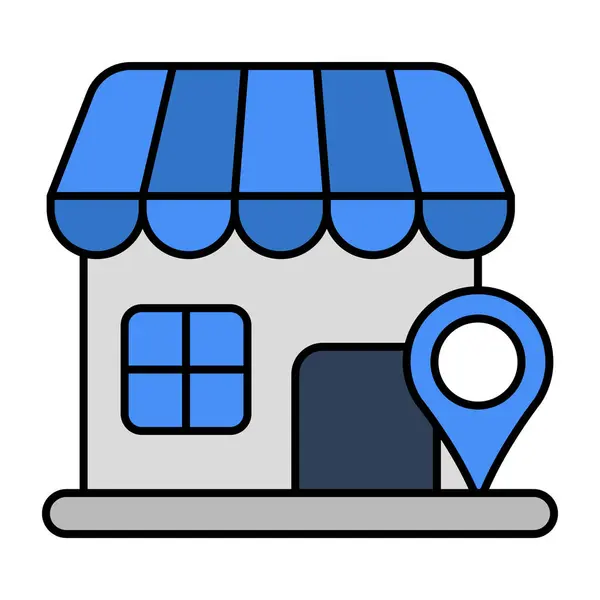 Flat Design Icon Shop Location — Stock Vector