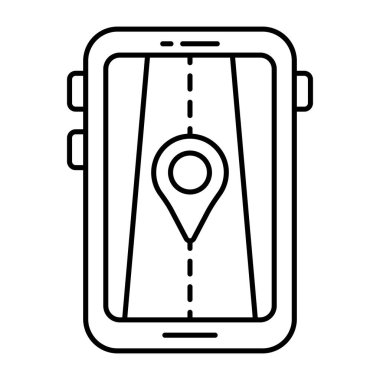 Mobil yol konumunun doğrusal tasarım simgesi 