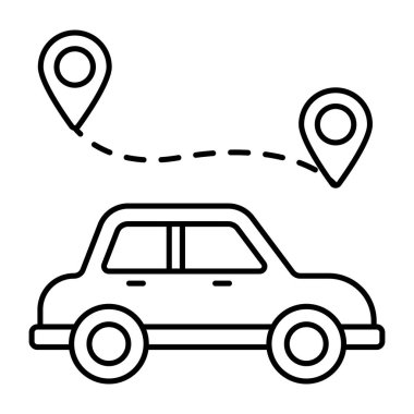 Araba konumunun doğrusal tasarım simgesi 