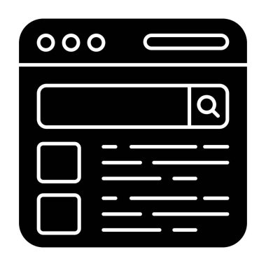 Arama kutusu vektörünün katı tasarım simgesi 