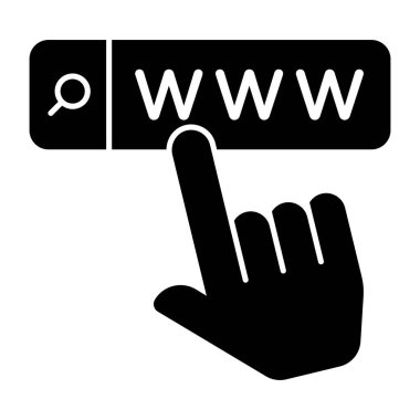 Web tarayıcısının katı tasarım simgesi, www vektörü 