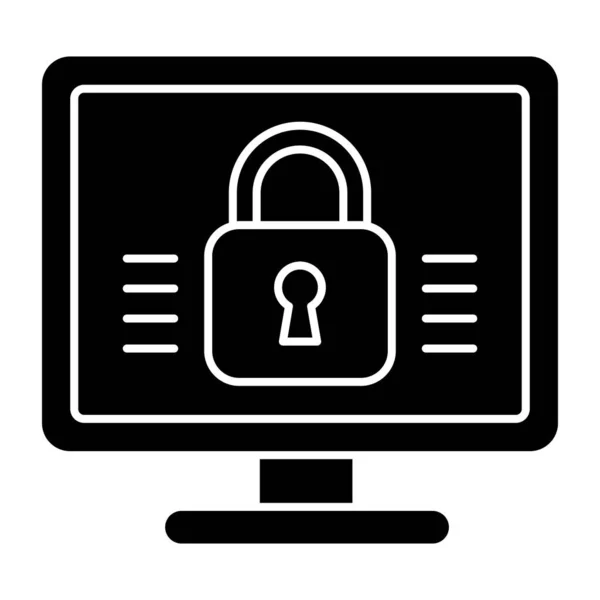 Computador Com Cadeado Mostrando Ícone Segurança Sistema — Vetor de Stock
