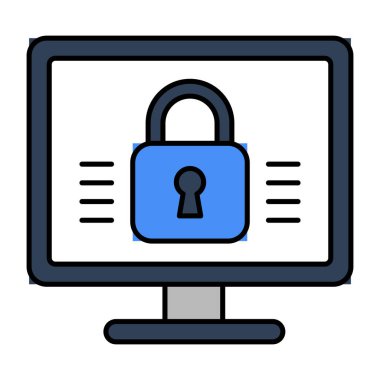 Asma kilit gösterim sistemi güvenlik simgesine sahip bilgisayar