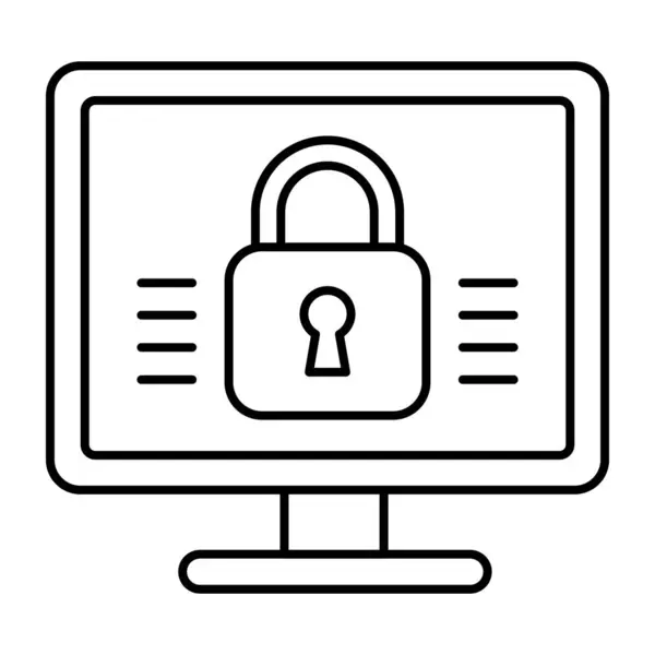 Комп Ютер Піктограмою Безпеки Системи Блокування — стоковий вектор