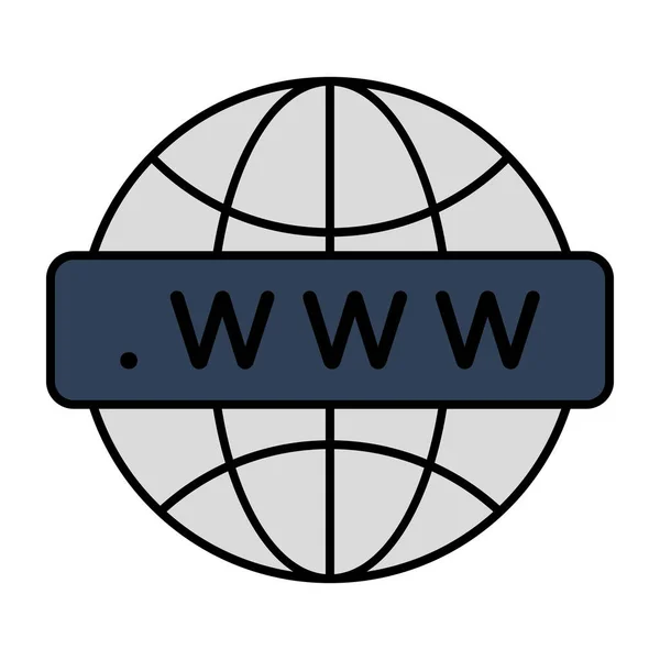 Плоский Контур Піктограми Дизайну Веб Браузера Вектор Www — стоковий вектор