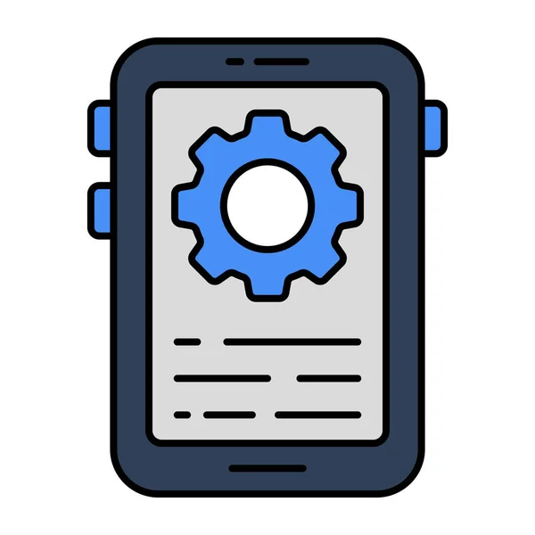 携帯電話内のギア モバイル管理の編集可能なデザインアイコン — ストックベクタ