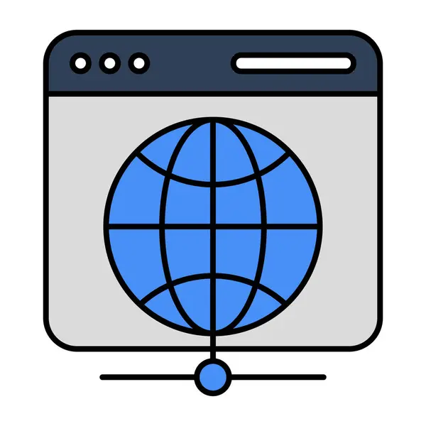 Icono Diseño Esquema Plano Del Navegador Web — Archivo Imágenes Vectoriales