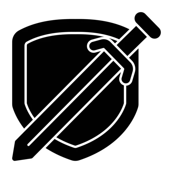 しっかりとしたデザイン 剣の盾のアイコン — ストックベクタ