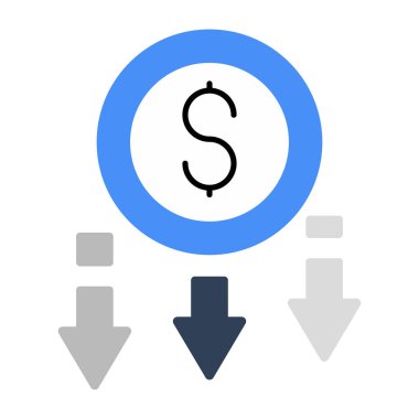 Dolar değeri düşüşünün modern tasarım simgesi 