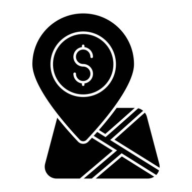 solid design icon of bank location 