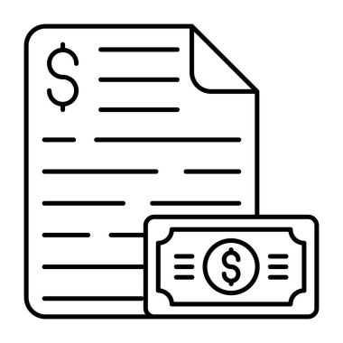 Banknot ile katlanmış kağıt, finansal belge simgesi simgesi 