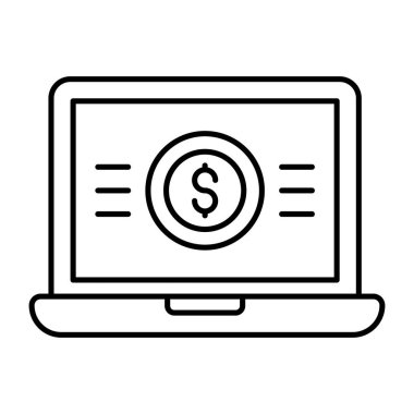 Bilgisayarın içinde dolar, çevrimiçi para simgesi