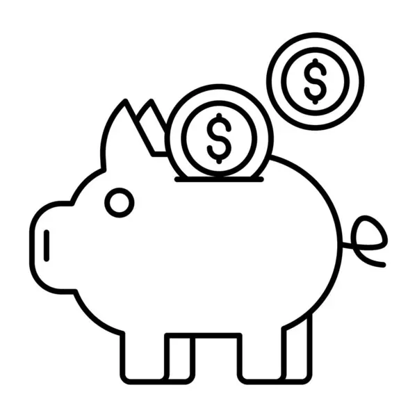 Dólar Com Centavo Mostrando Ícone Poupança Banco Porquinho — Vetor de Stock