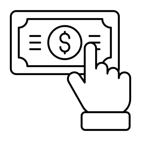 Ícone Mão Dando Dinheiro Design Linear — Vetor de Stock