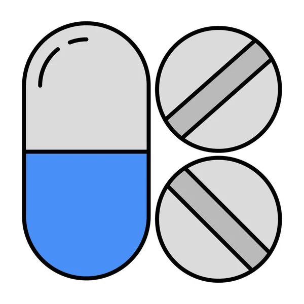 Edytowalny Wzór Ikony Tabletek — Wektor stockowy