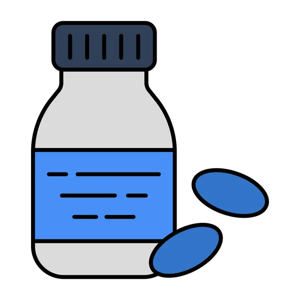 Icono Diseño Único Botella Píldoras — Vector de stock