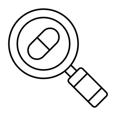 Büyüteç altında haplar, arama hapı ikonu