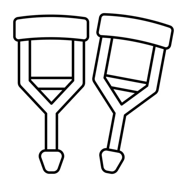 Walking Stick Icon Linear Design Crutches — стоковый вектор