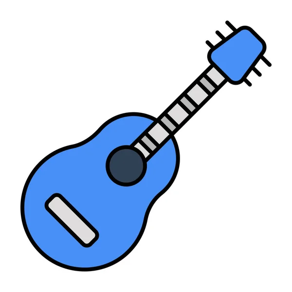 Струнный Музыкальный Инструмент Икона Гитары — стоковый вектор