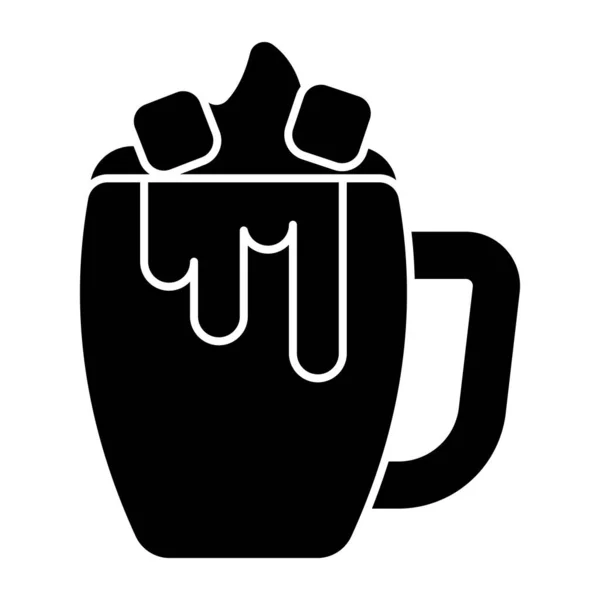 Edytowalny Wzór Ikony Mrożonej Filiżanki Kawy — Wektor stockowy
