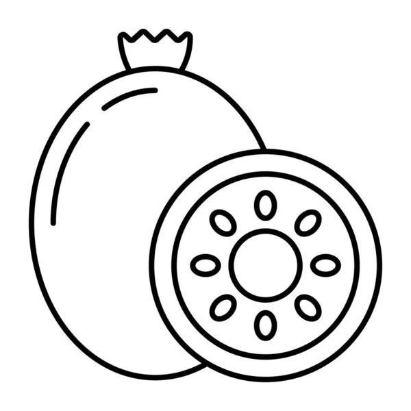 Icône Fruits Grenade Conception Vectorielle Linéaire — Image vectorielle