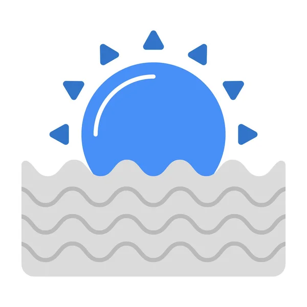 海の夕日の完璧なデザインのアイコン — ストックベクタ