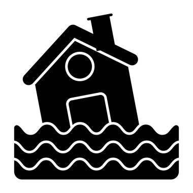 Düz dizaynlı tufan simgesi beyaz arkaplanda izole edildi 