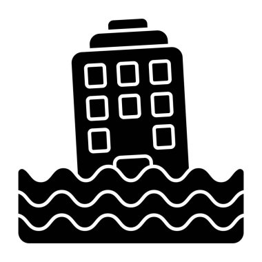 Düz dizaynlı tufan simgesi beyaz arkaplanda izole edildi 