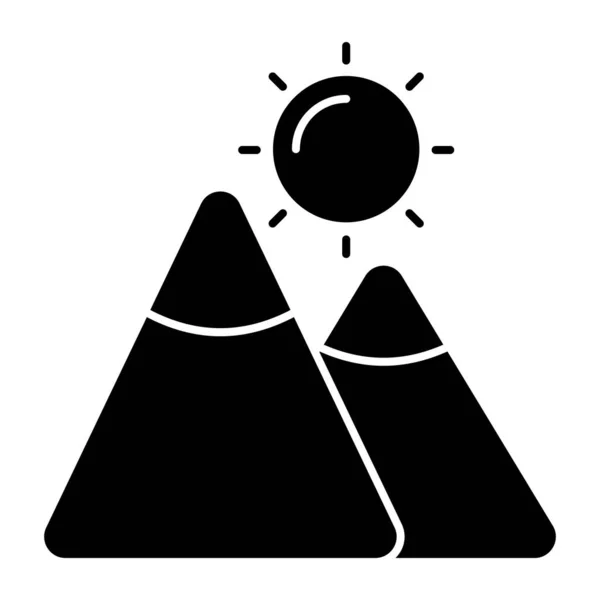 Une Icône Design Unique Montagnes Avec Soleil Mettant Valeur Météo — Image vectorielle