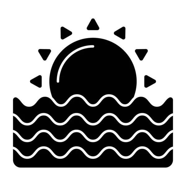 Eine Perfekte Design Ikone Für Den Sonnenuntergang Meer — Stockvektor