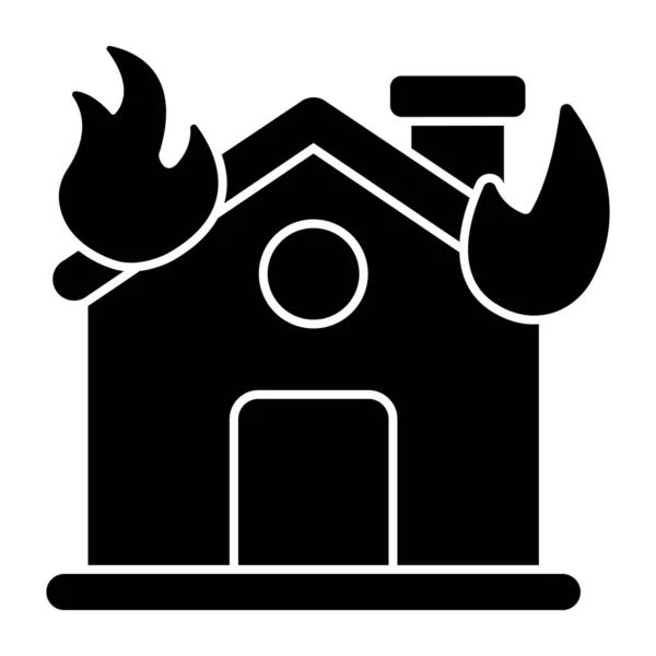 Векторное Проектирование Пожара Доме Плоская Икона — стоковый вектор